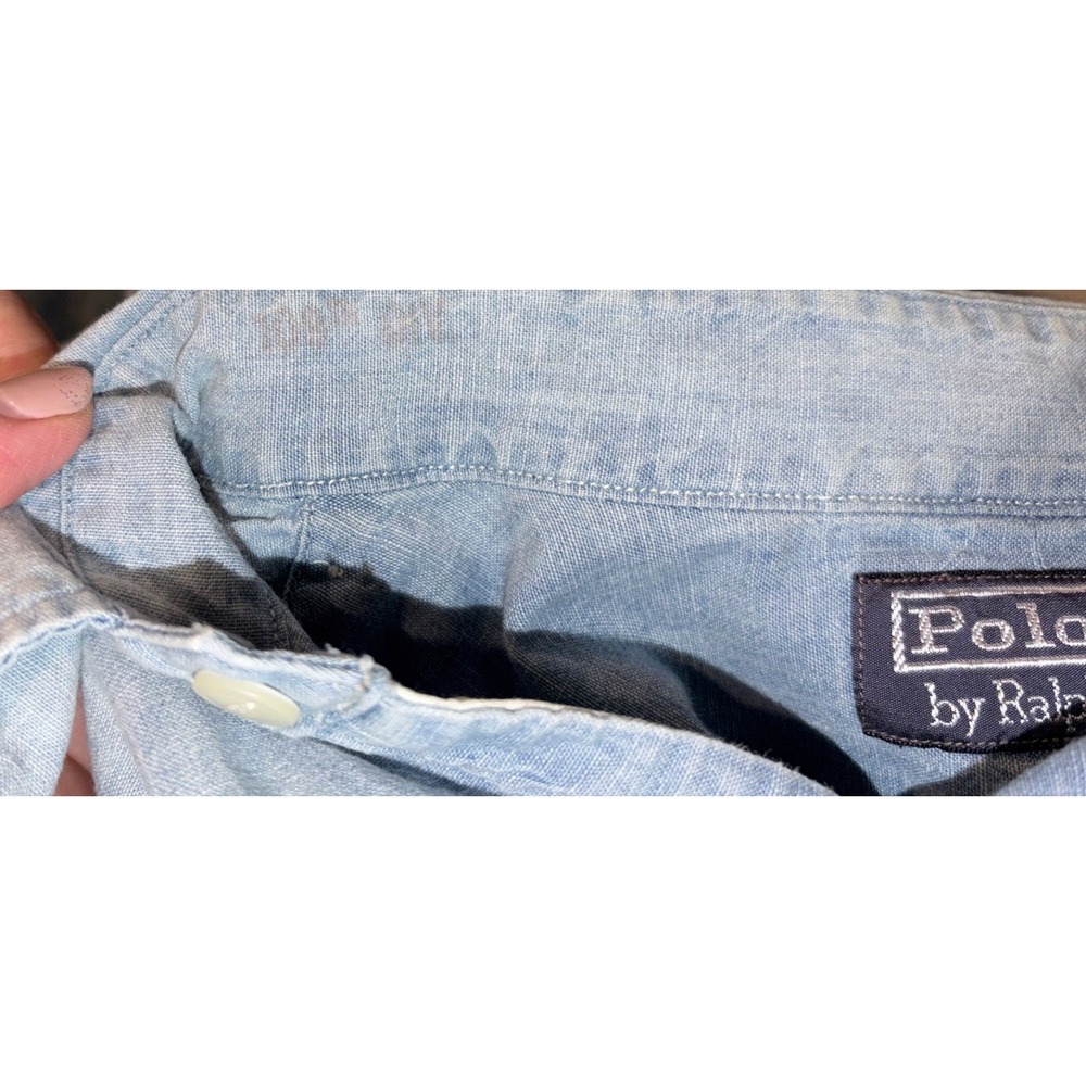 Polo Ralph Lauren Shirt Mens L Vintage 90s Military Chambray 109th Div Stencil - Picture 12 of 16